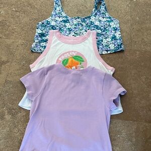 Old Navy Floral, White, and Lavender Tank Tops